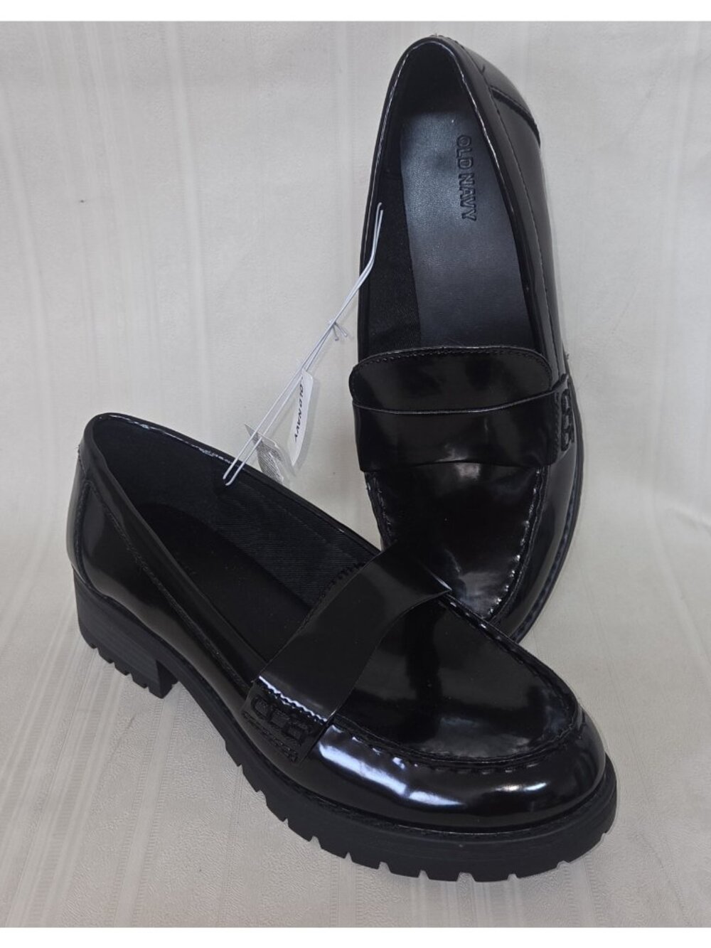Old Navy Black Chunky Heel Loafer Slip On Shoe Women Size US 9 New